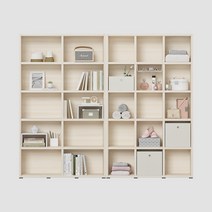 한샘 샘 와이드 책장 5단 120cm+샘 5단 120cm시공set, 크림화이트_책장/내추럴오크_선반(E)