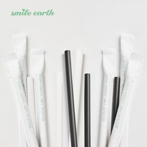 생분해 빨대 25cm 100개 개별포장 PLA 친환경 옥수수, 화이트, 7x250mm