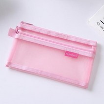 귀여운 대학생 고등학생 중학생 천 가죽 봉제 필통 파우치 문구류 문구용품 투명 이중 메쉬 가방 사무실 나일론 칼렘 쿠투수 학 펜 상자, e