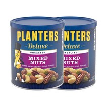 플랜터스 Planters 디럭스 언솔티드 믹스 넛 위드 캐슈 아몬드 헤이즐넛 피칸 앤 피스타치오 15.25oz 2팩 총 862g
