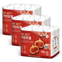 [한예지] 셰프 4겹 키친타올 100매 6롤 3팩, 단품