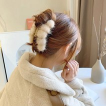 밍크 토끼털 일자 화이트 핑크 집게핀 2colors