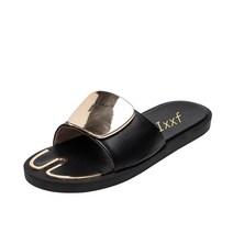 핫 패션 골드 스팽글 두꺼운 바닥 슬리퍼 여성 캐주얼 플랫 송편 신발