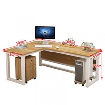 직각 ㄱ책상 L형사무용책상 코너워크스테이션 ㄴ자 컴퓨터 사무실 서재 집무 책장 원목 가정용 회사, 160x100x75좌직각