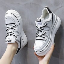 도오빠 슈린즈 여성 키높이 운동화 가죽 7CM 통굽 레이스업 무지 스니커즈 어글리슈즈 사계절 여자운동화 신발