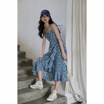 DAPANDA 2021 올봄 스커트 투피스 티타임 프렌치 a라인 플라워 나시 원피스 여여름 달달콤