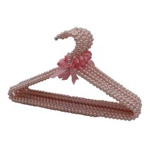 플라스틱 진주 구슬 장식 보우 옷걸이 40cm 결혼식 드레스 성인용 저장 공간 정리 건조대, [11] 분홍색