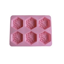 실리콘몰드 베이킹 캔들 비누 소이왁스 원형 3D 수제 실리콘 몰드 6 조각 꿀벌 모양 DIY 벌집 케이크, 011 핑크