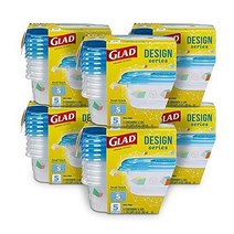 Glad 디자인 시리즈 밀폐 용기 9온스 5개 세트 간식 및 식품 보관 용기510787, 9 oz - 30 Count