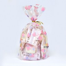 크리스마스 포장 봉지 작은 선물 봉지 생일 투명 선물 봉지 간식 봉지, 핑크 딸기, 대형20*28+3.5Cm