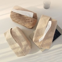 부드러운 린넨 라탄 휴지케이스 각 티슈케이스 온라인집들이 센스있는집들이선물 남자 친구 집들이선물 각 티슈 커버 패턴 체크