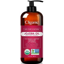 Cliganic 클리가닉 냉압착 비정제 오가닉 호호바 오일 16oz(480ml) USDA Organic Jojoba Oil Certified Organic
