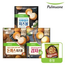 풀무원 pulmuone 치즈볼x3봉 감자 돈까스 모짜렐라+증정, 모짜렐라치즈볼x1봉_감자치즈볼x2봉 | 탱글소시지(증정
