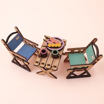 아이디몬 우드 DIY 캠핑테이블&의자 캠핑 용품 미니어쳐 만들기 MDF 조립 키트, 단품
