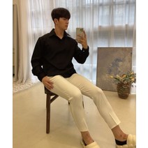 노버튼 오픈카라티 긴팔셔츠 남자단추없는 긴팔셔츠
