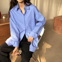 SiaM 예쁜 스트라이프 셔츠 블루 여자 모던 편한 데일리 0WB12699