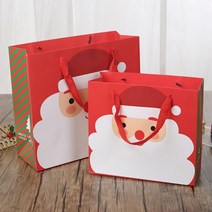 산타 레드 색상 크리스마스 쇼핑백 2개_럭키데이유통 크리스마스 선물 답례품 쇼핑백 어린이집 유치원 학교 학원 교회 크리스마스 선물포장 기프트백 산타쇼핑백 종이선물가방, 크리스마스 종이가방, 종이가방 산타 레드 중형 2개