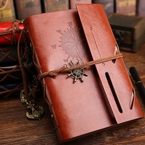 항해일지 빈티지 가죽 크라프트 6공 무지 다이어리 다꾸, 5. 블랙 (DA-24)