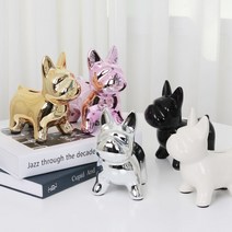 귀여운 프렌치불독 강아지 저금통 5color 인테리어 오브제 장식품, 실버