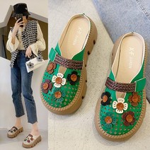 꽃무늬 여름 스크랩 샌들 여성 통굽 편한 신발 통굽 편한 신발 225