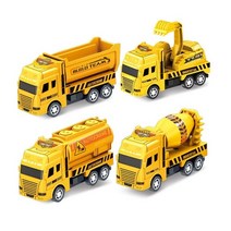 4PCS Children39s Toy Forklift Car Model Pull Back Engineering Vehicle Excavator Mini Gift Puzzle, [01] WHITE