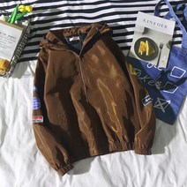 커플점퍼 봄가을 계절 패치워크 코트 남자 BF 하라쥬크 무드 와이드 루즈핏 트렌드 야구복 4095114131, M, 5표시 # 카키브라운