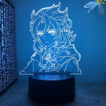 Genshin Impact 원신 임팩트 계정 야에 미야 카즈하 샤오후 타오 라이덴 쇼군 3d Led 램프 침실 만화 야간 조명 애니메이션 피규어 루스, 03 Crack base 7colours, 09 11Albedo