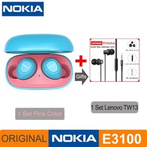노키아 E3100 TWS 헤드폰 Fone uriulres 무선 블루투스 이어폰 HD 전화 400mh 안드로이드 IOS 레드 오렌지, 14 E3100 Pink and TW13