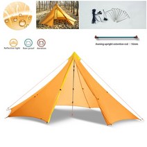 야외 글램핑 텐트 캠핑 피라미드텐트 방수 대형 중형 1~5인용 육각형 글램핑 티피텐트 초경량 인 시즌 내부 나일론 양면 실리콘 코팅 플라이 시트, 16mm 모델