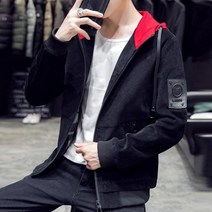 Crzen 남자 코듀로이 코트 가을 겨울 오버핏 후드 점퍼 23X810