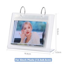 NewL 모양 투명 아크릴 데스크탑 루스 리프 사진 앨범 후지필름 인스탁스 미니 필름 와이드 3/4/5/6 인치, 03 5 Inch