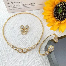 신부주얼리세트 반지 목걸이 귀걸이 팔찌 세트 Janekelly 3 개 신부 지르코니아 전체 보석 파티 럭셔리 두바이 나이지리아 CZ 크리스탈 웨딩