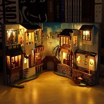 3D 입체 퍼즐 조립 책장의 거리와 차선 대각선 골목 북엔드 수제 DIY 일본 뒷골목, 02 S사이즈 미시경 장식품을 보내기 위한 조립