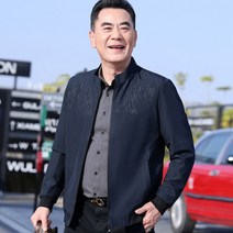 아빠룩 봄 아우터 라인 프린트 비즈니스 캐주얼 하이넥 남성 상의 중장년 자켓 봄가을 얇은