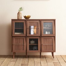 레트로 플랩도어 6문 수납장, 색상:오크