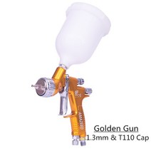 페인트 스프레이건 자동차 페인트 스프레이 건 GTI 프로 페인팅 TE20/T110 1.3mm 노즐 물 기반 에어, 02 Golden T110 1.3mm