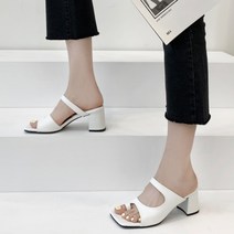 블랙 화이트 국내 자체제작 수제화 조리 와이드 스퀘어 보니 샌들(2cm 6cm) 커쥬 (CauseU)