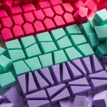 대용량 메이크업 100P 래쉬톡 삼각 하우스 사다리 조각 컬러 국산 퍼프, 1세트, 민트 사다리 대용량 퍼프 100P