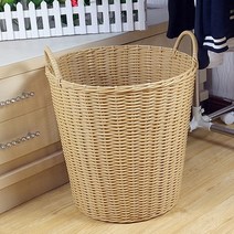 Z3JC 비닐 등나무위조 의류수납바구니 가정용 손바구니 정리틀 빨래바구니, Z3JC 퓨어베이지, 라지 L (높이 34 약수건 10매입용)