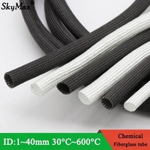 전기 추천 장비 차량용 1M ID 1mm ~ 40 mm 꼰 유리 섬유 슬리브 600 Deg.C 고온 화학 튜브 블랙 화이트 100778, 검은색, 25MM, 5미터