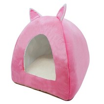 고양이 텐트 둥지 겨울 고양이 침대 접이식 실내 고양이 강아지 마스코트 카사 동굴 애완 동물 집 플러시 부드러운 쿠션, 분홍색, 엘 40cm 40cm 46cm