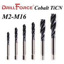 드릴포스 코발트 나사 탭 드릴 비트 나선형 플루트 메트릭 M2M16 TICN 코팅 공작 기, M8x1+1PC