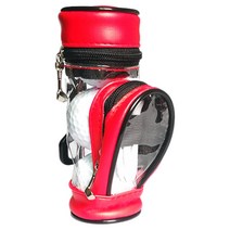 골프공 및 티 홀더 3개 포함 골프 액세서리용 PU 가죽, 빨간색, 4.5x13cm