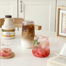 홈카페 투명 물방울 글라스 유리컵 에이드 아이스커피 유리잔 2size 레터링 인쇄, 하이볼 550ml