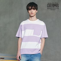 커스텀어스 커스텀어스 빅 컬러 블록 반팔 티셔츠(화이트)