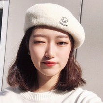여성 베레모 무지 울 화가 빵모자