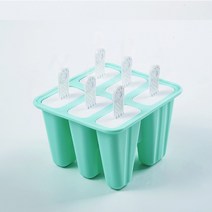 가정용제빙기 미니제빙기 아이스 캔디 금형 모양 재사용 가능한 쉬운 실리콘 얼음만드는기계, 녹색-6 개
