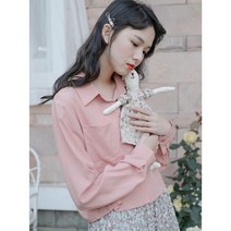 기본 여성블라우스 스카프 딘트 하트넥 블라우스