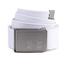 114960 Under Armour 남성용 웨빙 벨트 2.0, 무료 크기, 화이트/실버