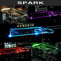 더뉴/더넥스트 스파크 트윈컵홀더 2단 무중력테이블 USB 5V LED 차량용 식탁 선반 트레이 핸드폰 스마트폰 거치대 컵홀더 수납용품, 일반형, LED-레드, A
